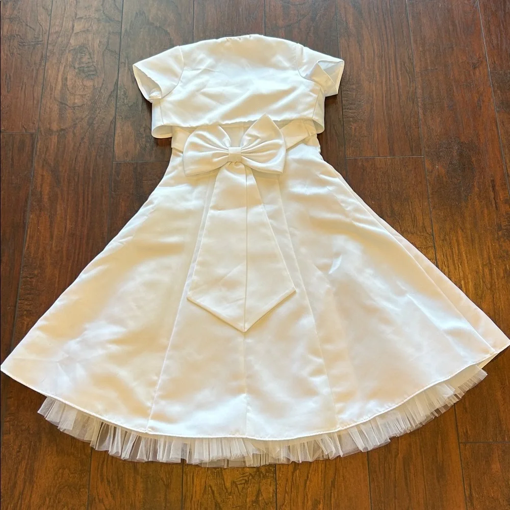 Bonnie Jean White Dress with Pearl Accents First Communion 6X